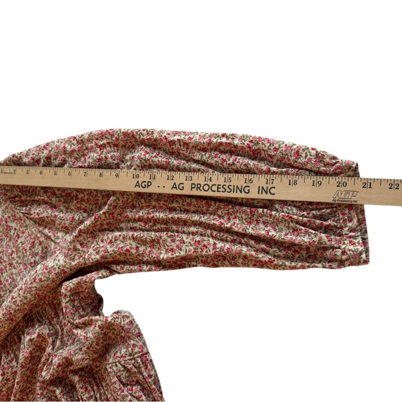 American Eagle Floral Peplum Blouse L Boho Cottagecore Open Back Top G8 - Picture 7 of 10